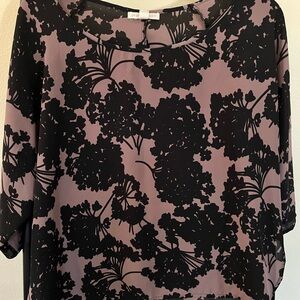 Paper Crown Brown Blouse with Black Floral Design